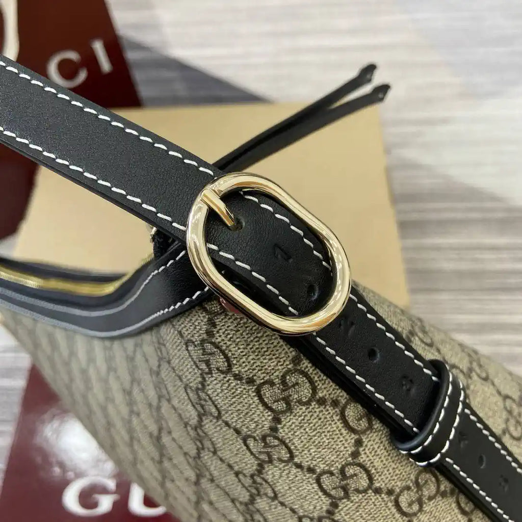 Gucci 847449 GG Emblem medium shoulder bag Beige and Black