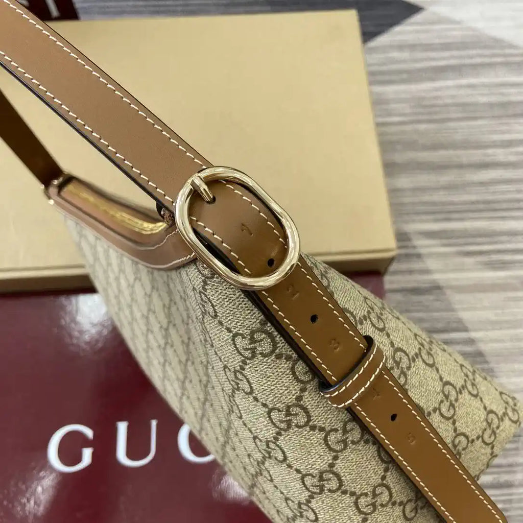 Gucci 847449 GG Emblem medium shoulder bag Beige and dark brown