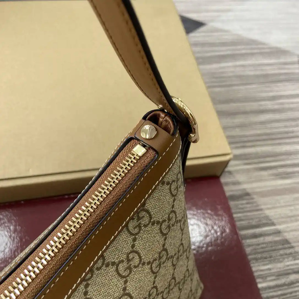 Gucci 847449 GG Emblem medium shoulder bag Beige and dark brown