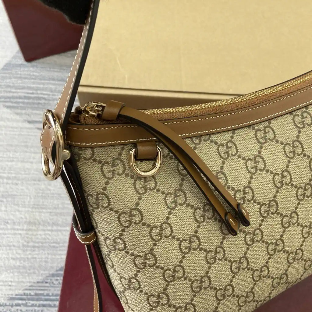 Gucci 847449 GG Emblem medium shoulder bag Beige and dark brown