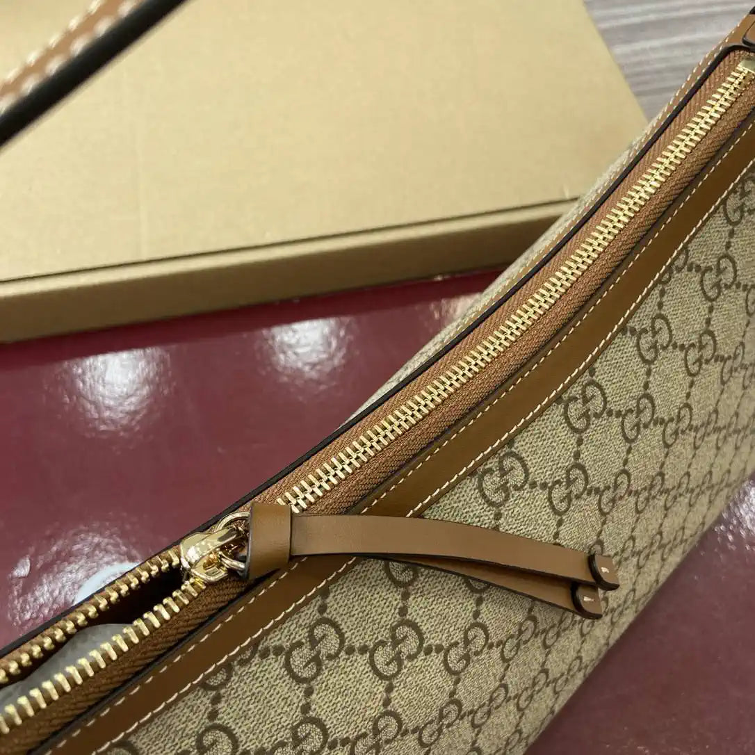 Gucci 847449 GG Emblem medium shoulder bag Beige and dark brown