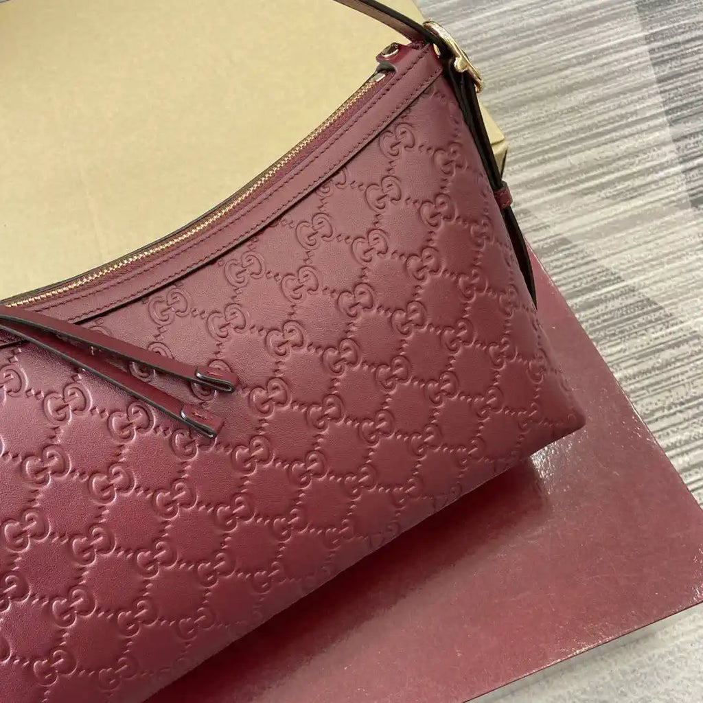Gucci 847449 GG Emblem medium shoulder bag Rose Red