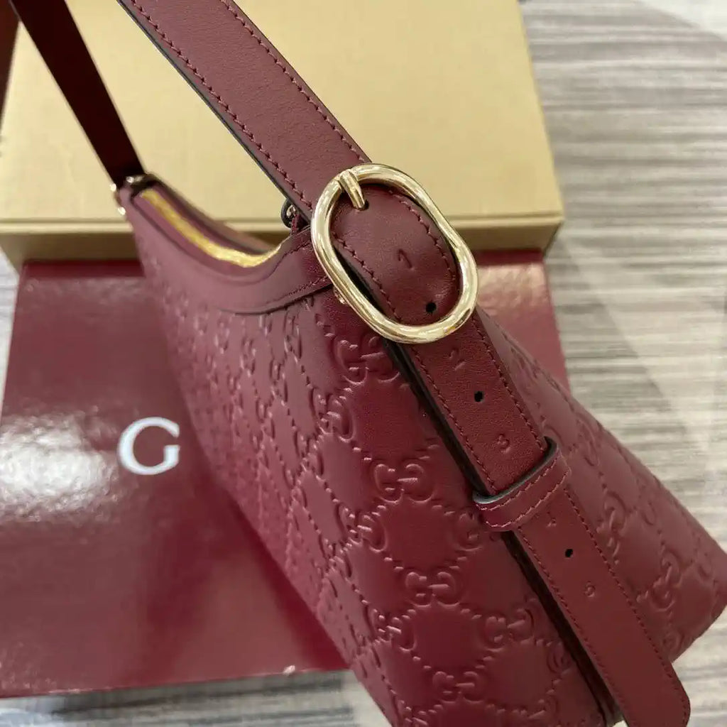 Gucci 847449 GG Emblem medium shoulder bag Rose Red