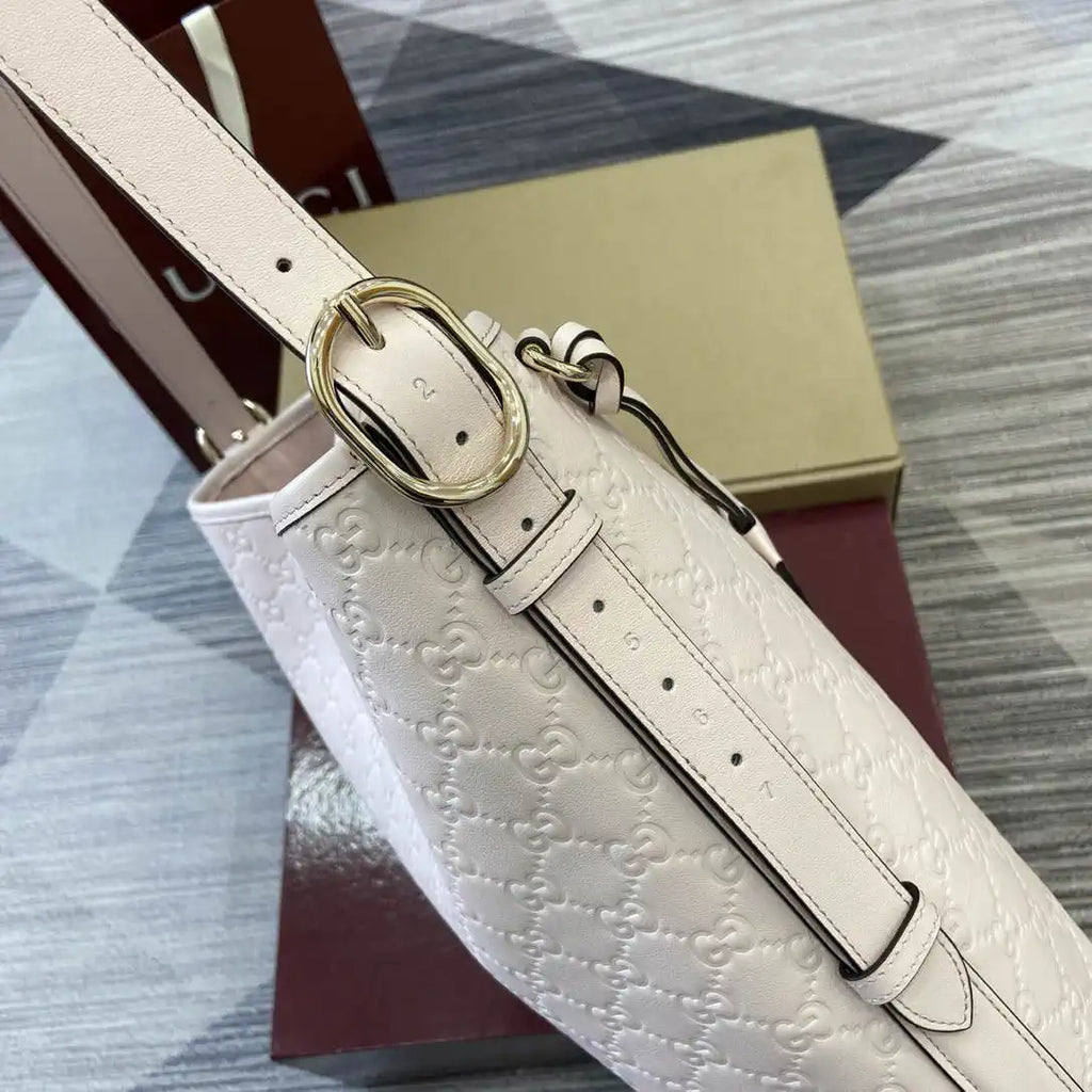 Gucci 847452 GG Emblem medium shoulder bag Light Beige GG leather