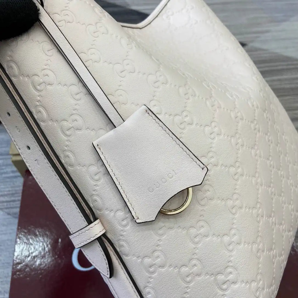 Gucci 847452 GG Emblem medium shoulder bag Light Beige GG leather