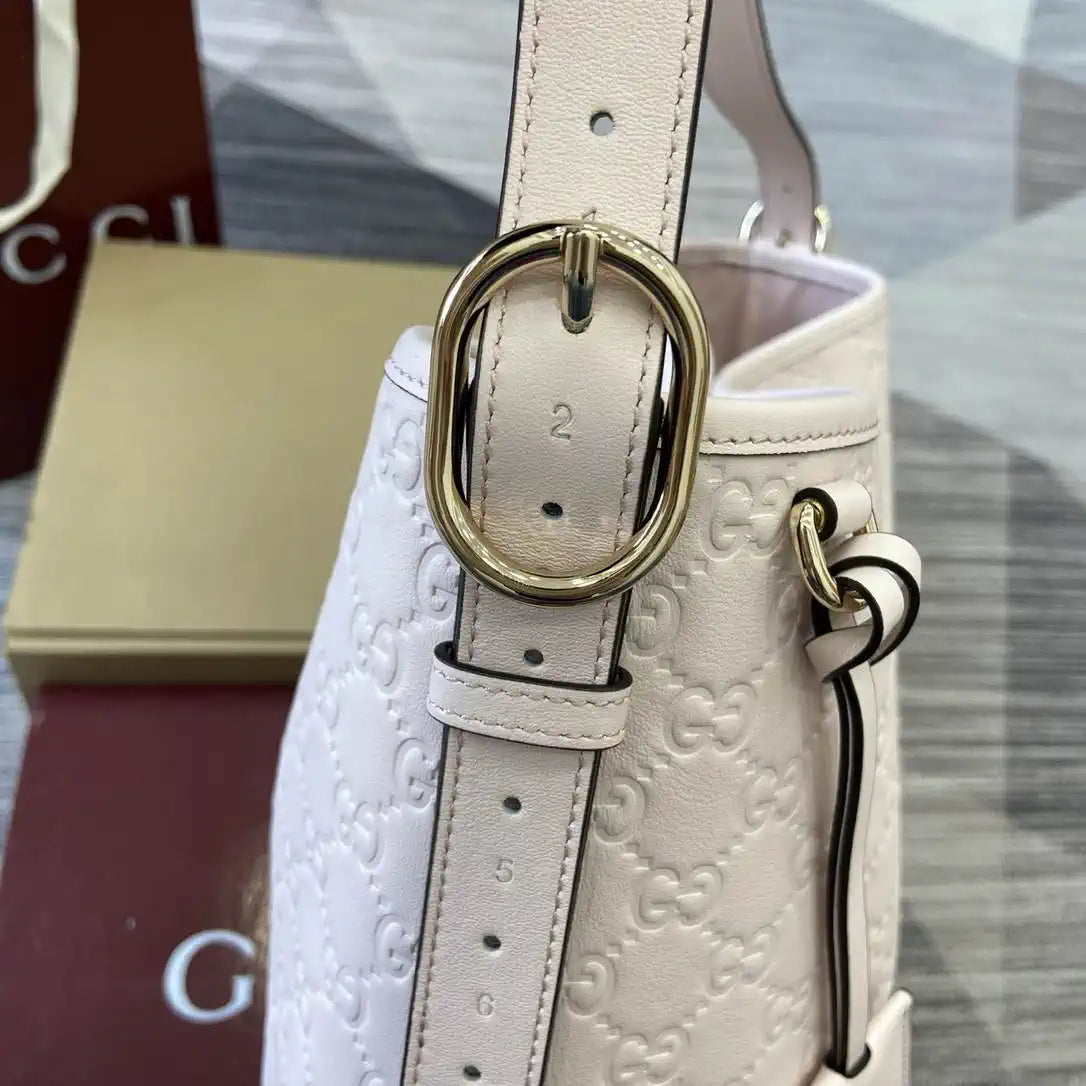 Gucci 847452 GG Emblem medium shoulder bag Light Beige GG leather