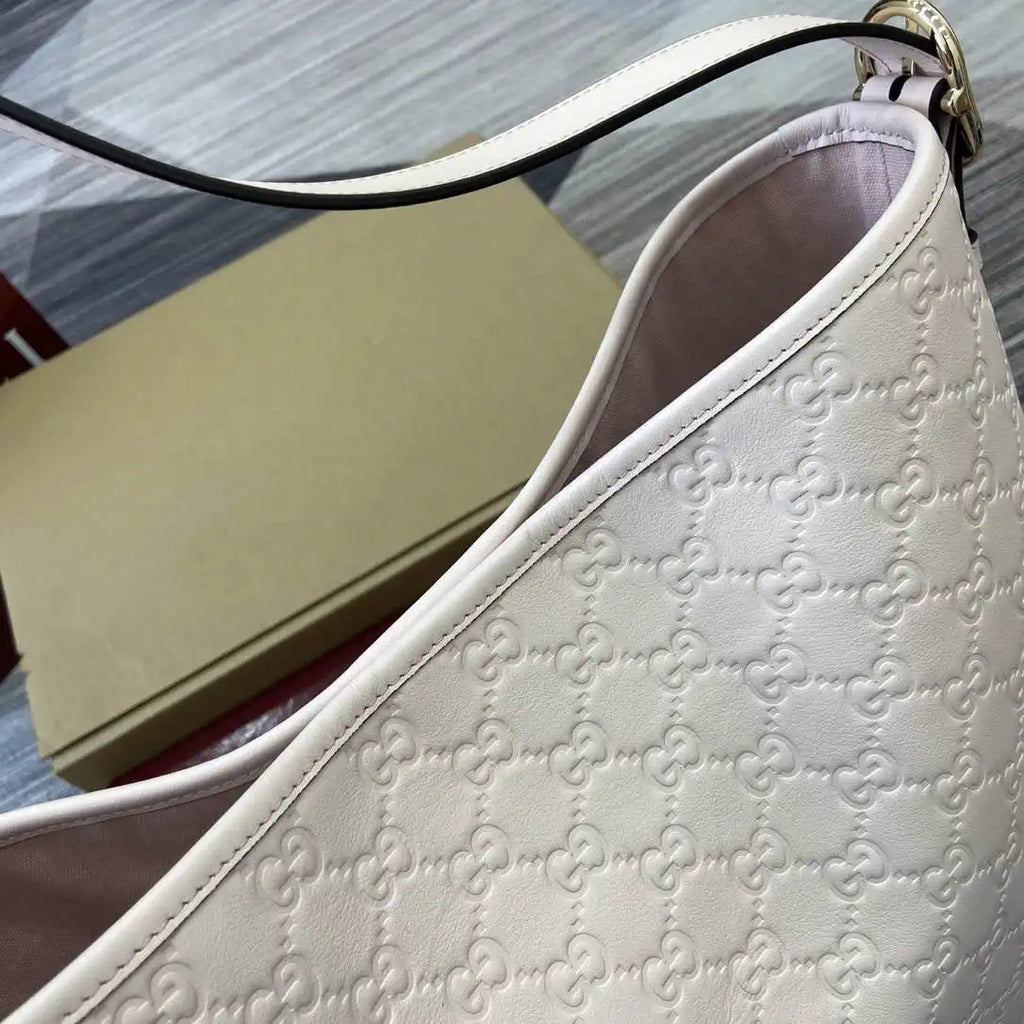 Gucci 847452 GG Emblem medium shoulder bag Light Beige GG leather