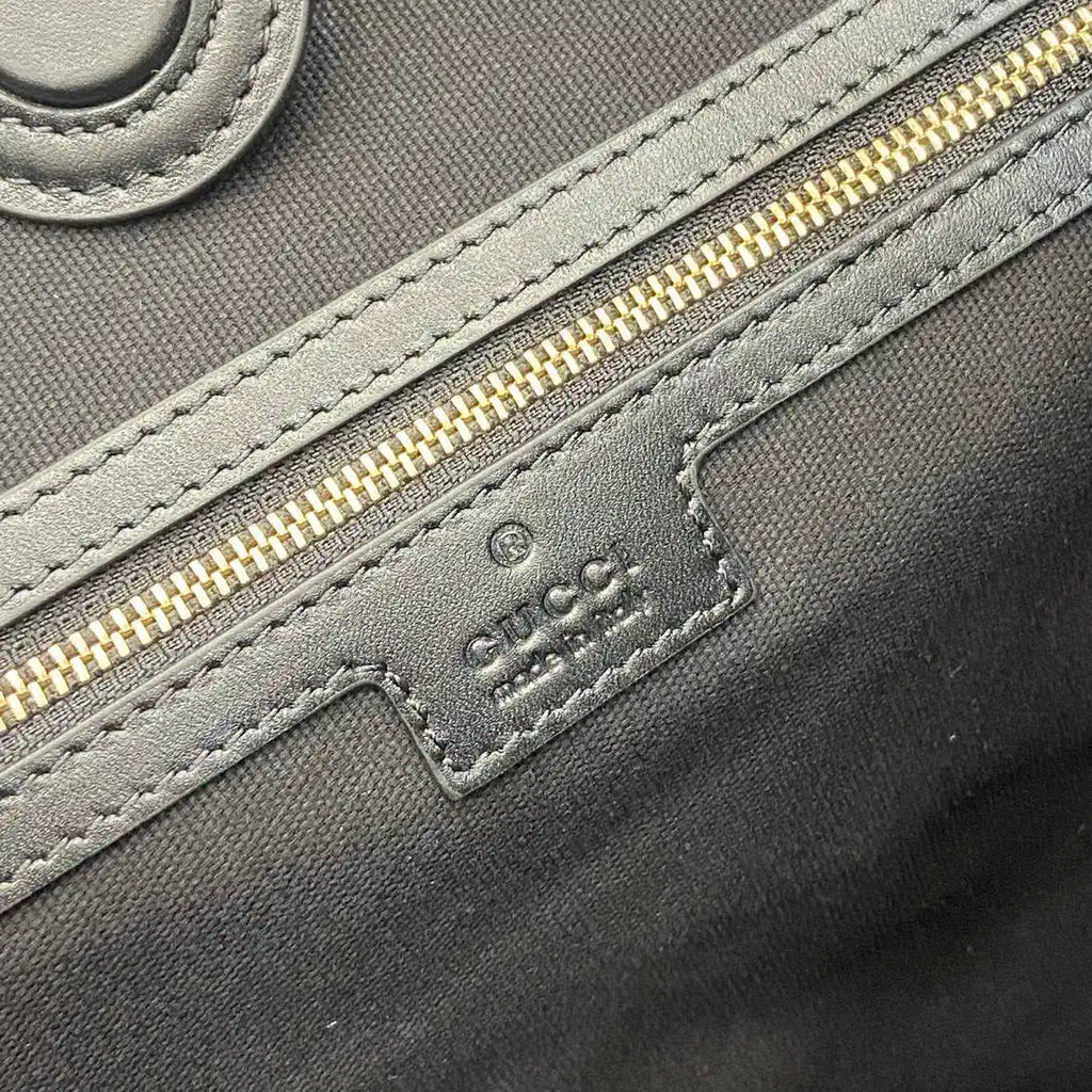 Gucci 847452 GG Emblem medium shoulder bag black GG leather