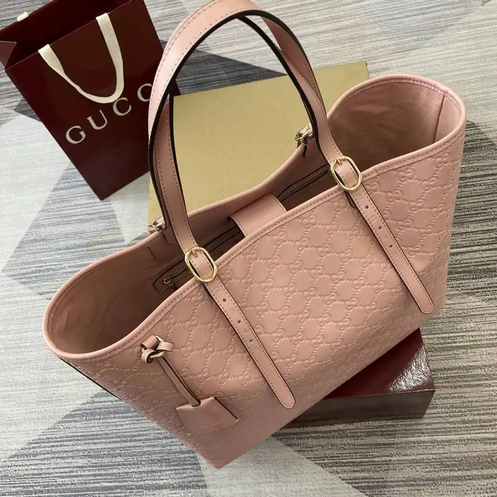 Gucci 847455 GG Emblem Large tote bag Pink