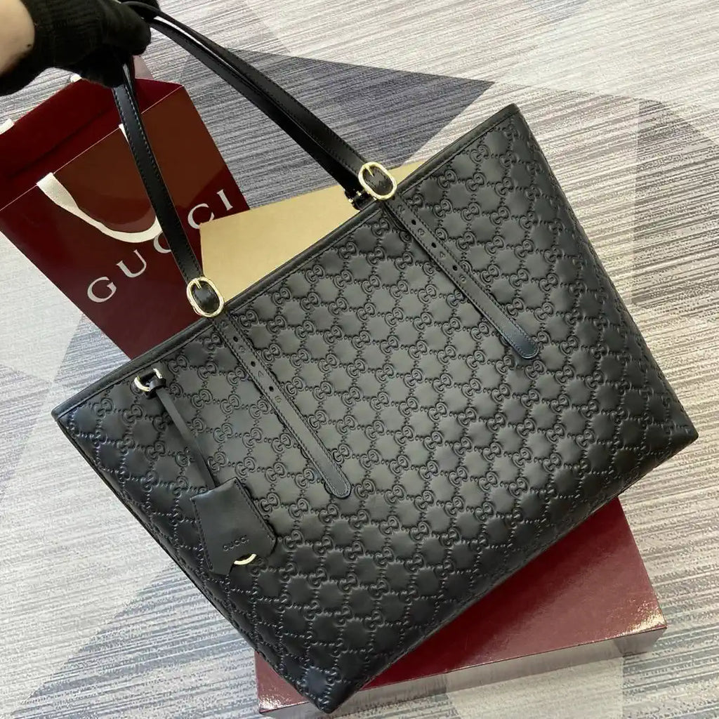 Gucci 847455 GG Emblem Large tote bag Black