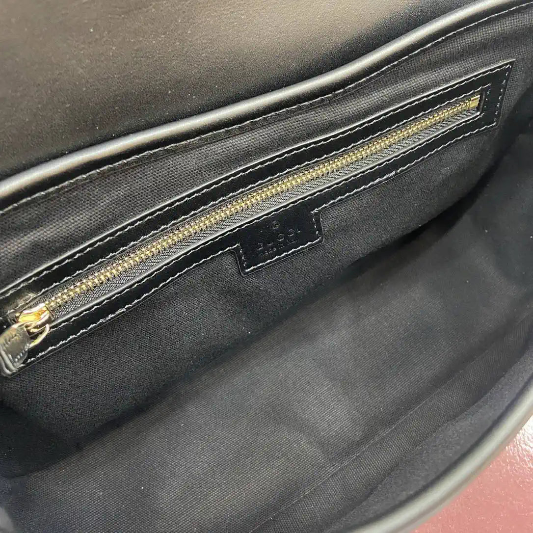 Gucci 848882 GG Emblem medium shoulder bag black GG leather