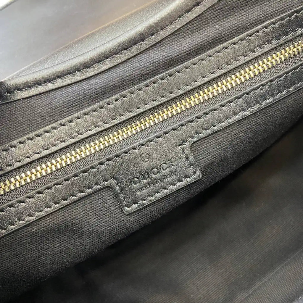 Gucci 848882 GG Emblem medium shoulder bag black GG leather