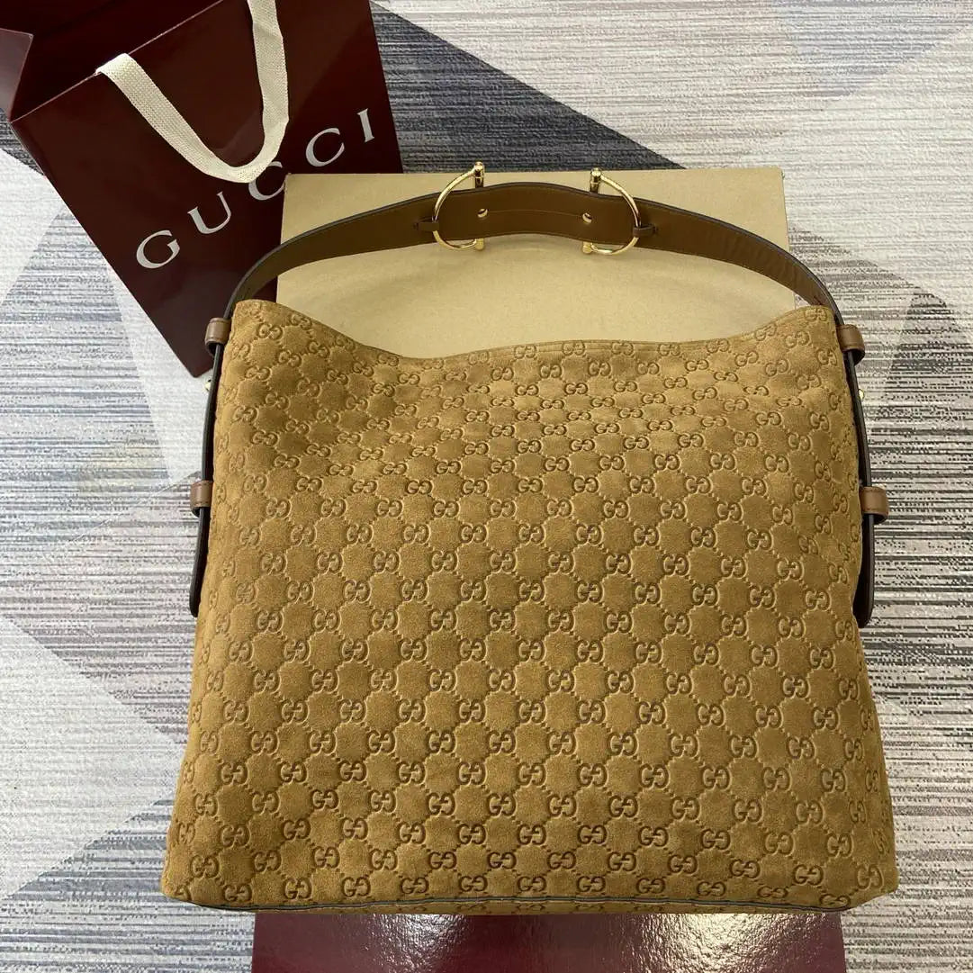 Gucci 850546 Gucci Beatrix Large Tote Bag Brown suede
