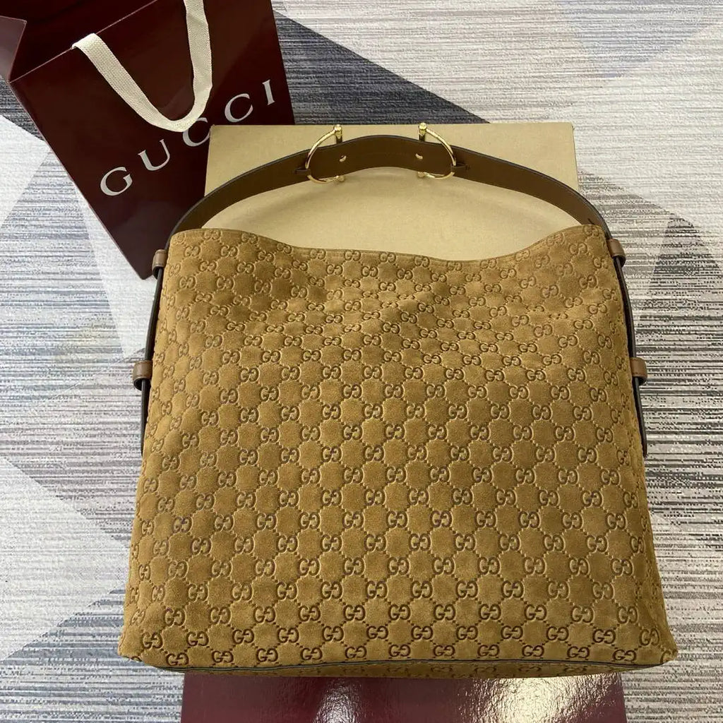 Gucci 850546 Gucci Beatrix Large Tote Bag Brown suede