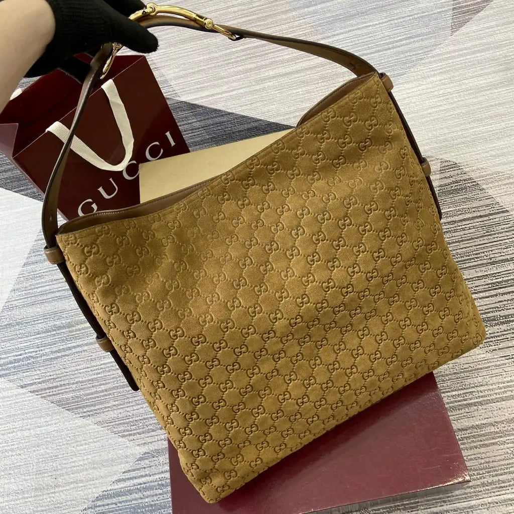 Gucci 850546 Gucci Beatrix Large Tote Bag Brown suede