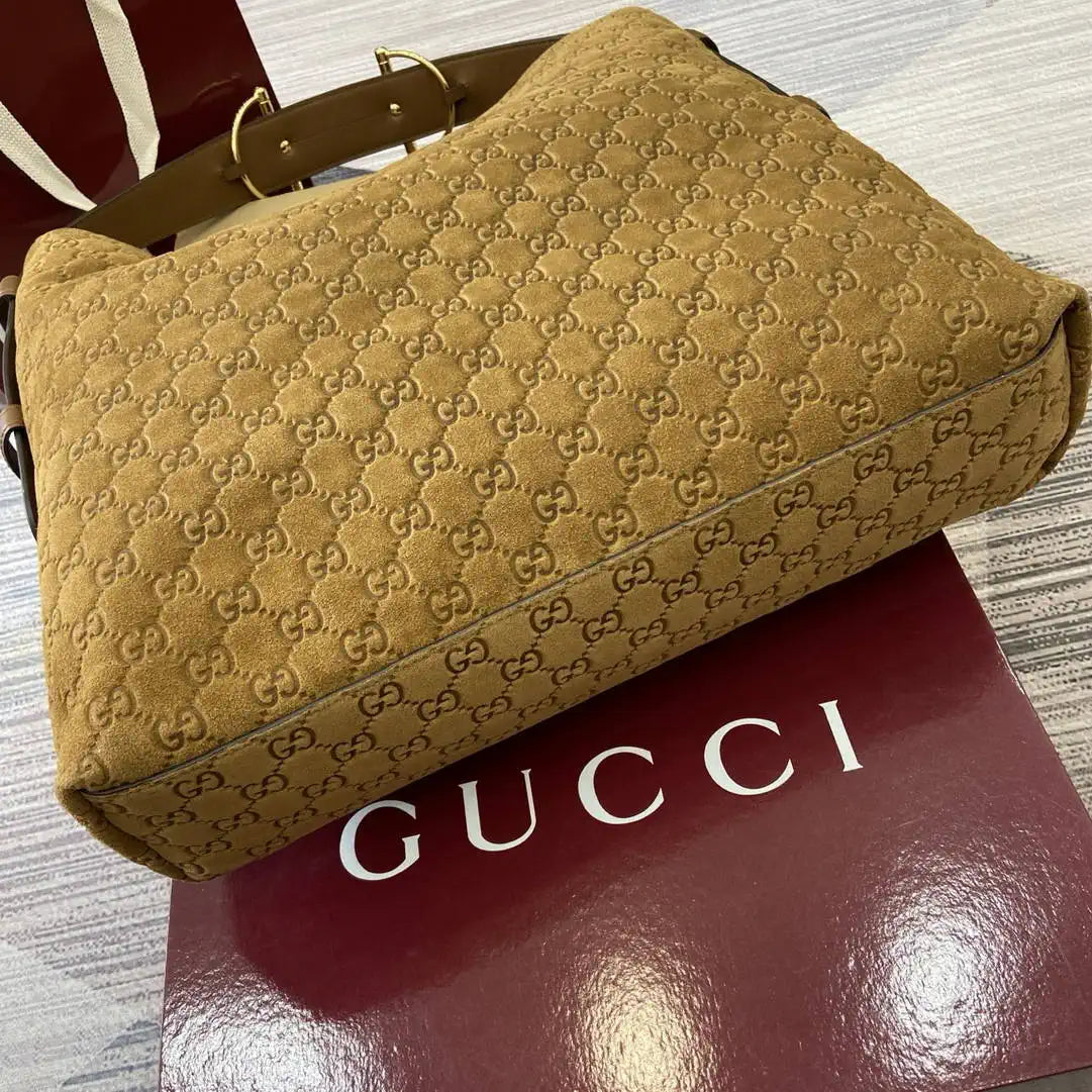 Gucci 850546 Gucci Beatrix Large Tote Bag Brown suede
