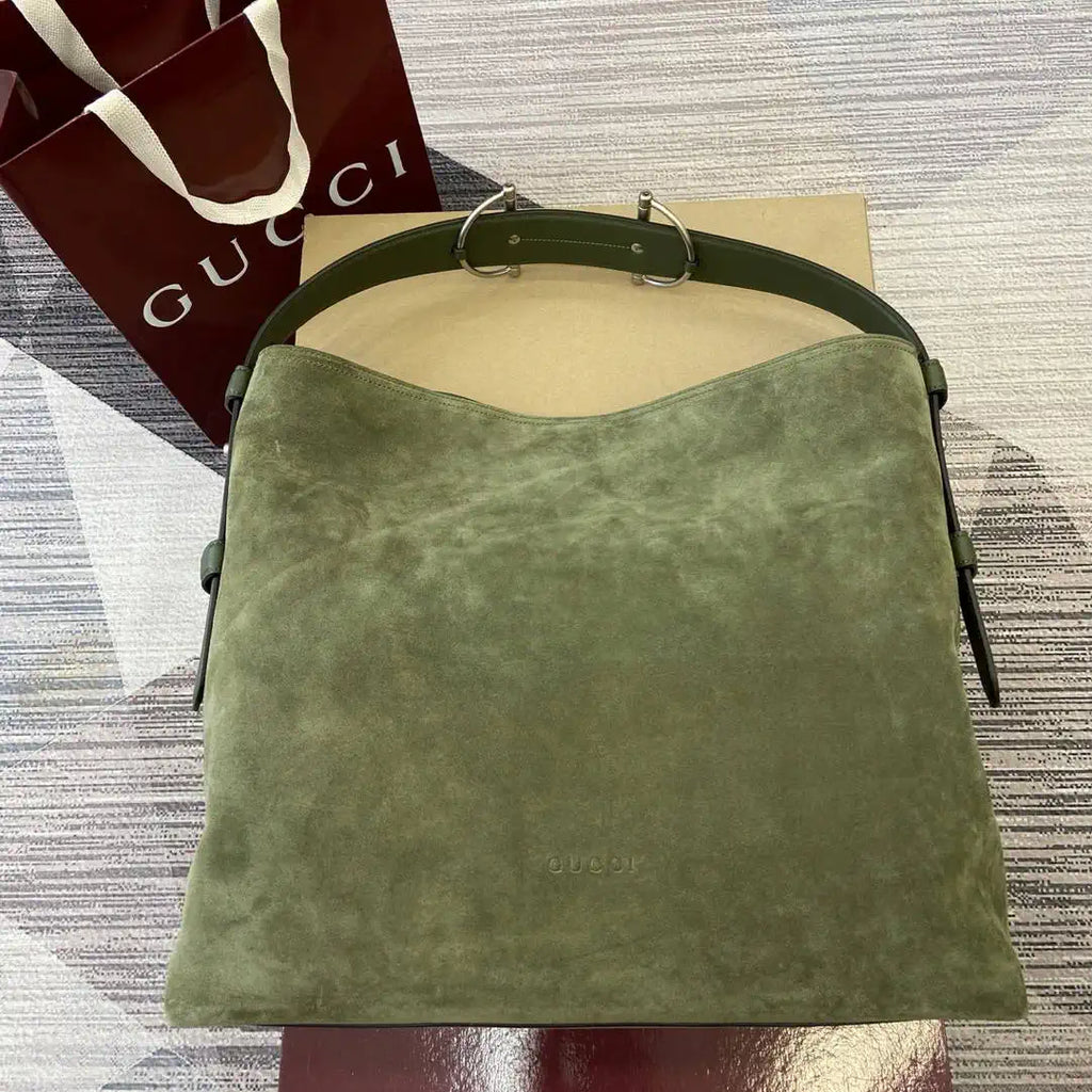 Gucci 850546 Gucci Beatrix Large Tote Bag Green Suede