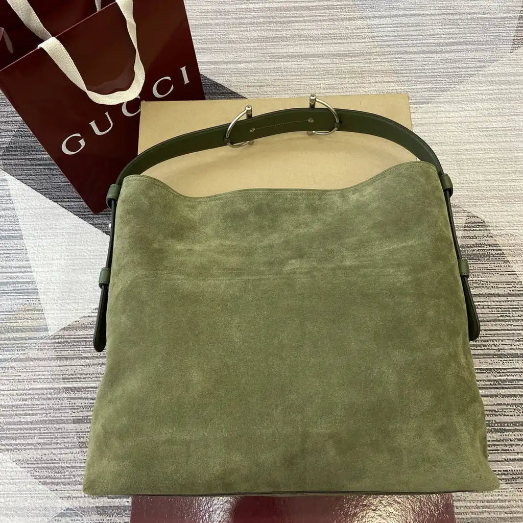 Gucci 850546 Gucci Beatrix Large Tote Bag Green Suede