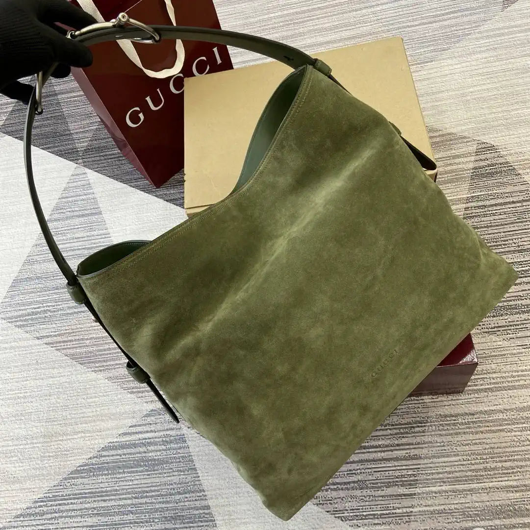 Gucci 850546 Gucci Beatrix Large Tote Bag Green Suede
