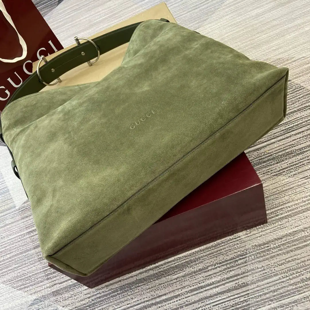 Gucci 850546 Gucci Beatrix Large Tote Bag Green Suede