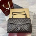 Gucci 850659 GG Marmont Large Shoulder Bag  Dark Brown
