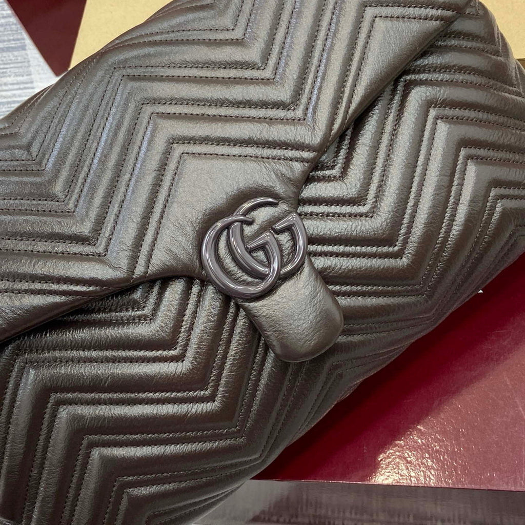 Gucci 850659 GG Marmont Large Shoulder Bag  Dark Brown