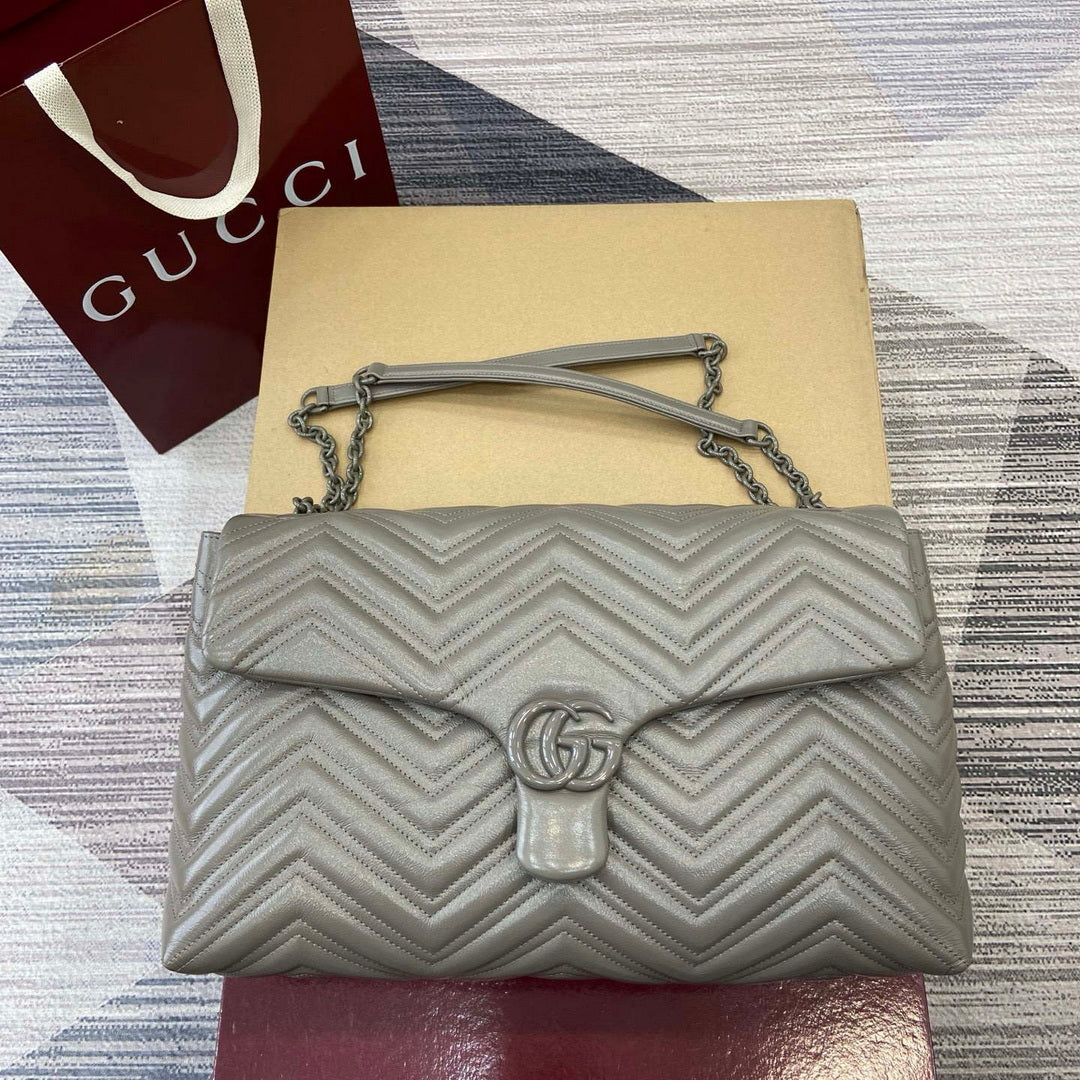 Gucci 850659 GG Marmont Large Shoulder Bag Dusty Grey