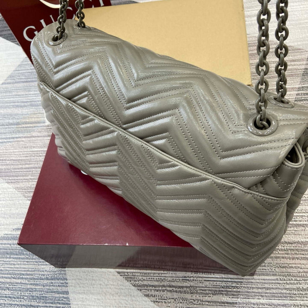 Gucci 850659 GG Marmont Large Shoulder Bag Dusty Grey