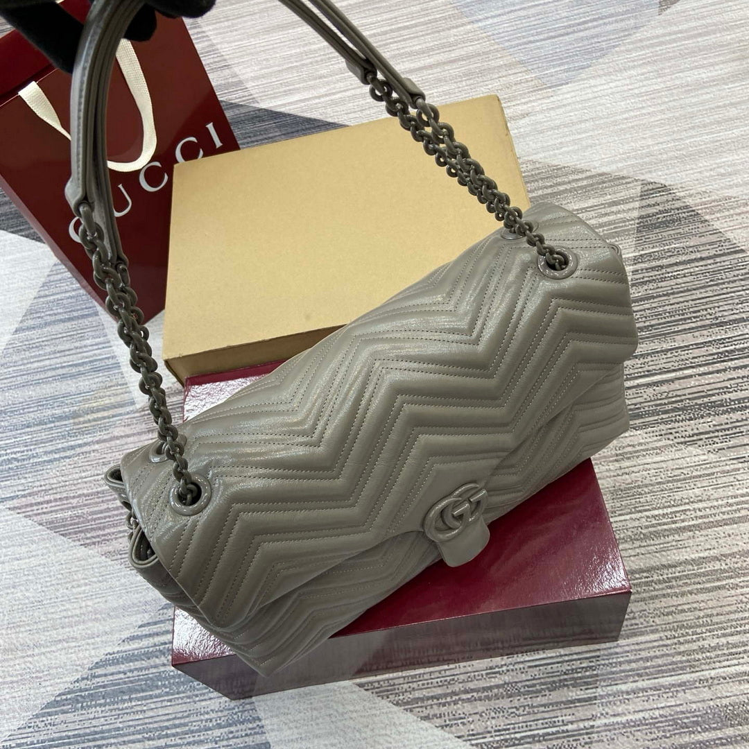 Gucci 850659 GG Marmont Large Shoulder Bag Dusty Grey