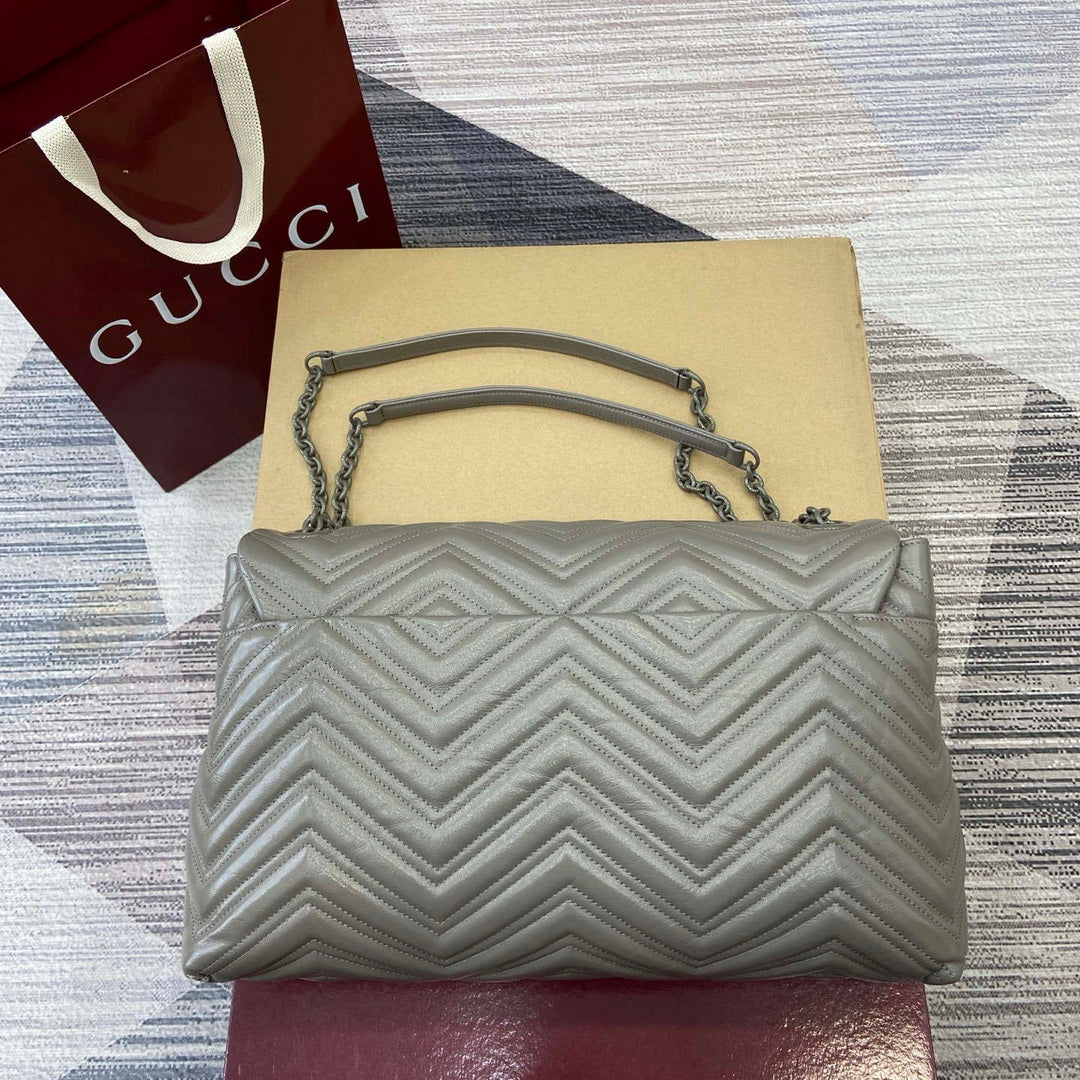 Gucci 850659 GG Marmont Large Shoulder Bag Dusty Grey
