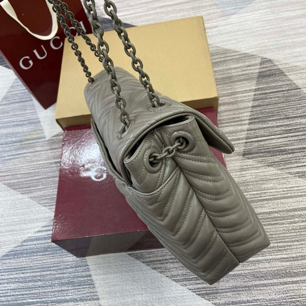 Gucci 850659 GG Marmont Large Shoulder Bag Dusty Grey