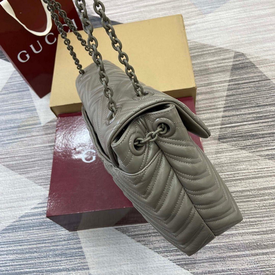 Gucci 850659 GG Marmont Large Shoulder Bag Dusty Grey