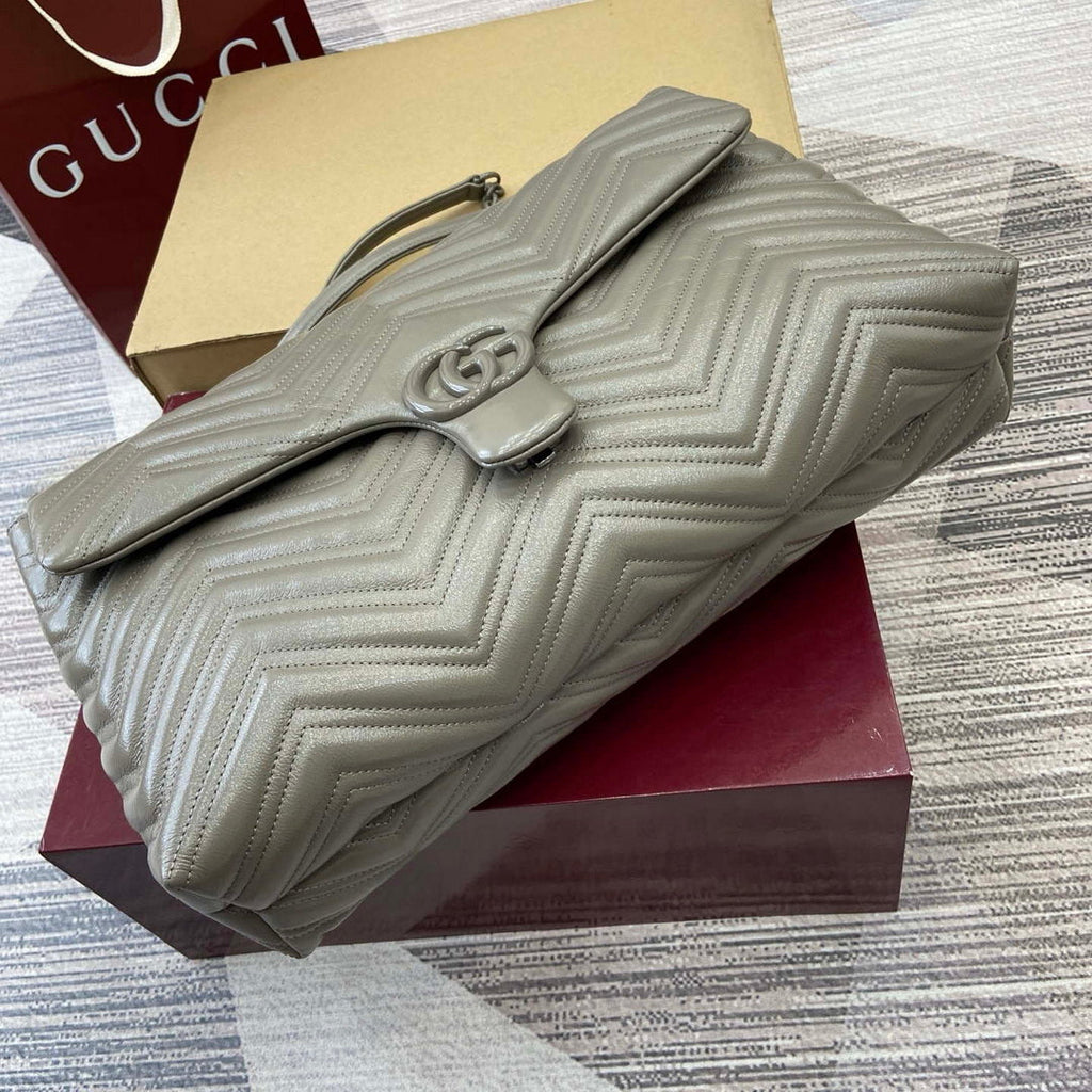 Gucci 850659 GG Marmont Large Shoulder Bag Dusty Grey