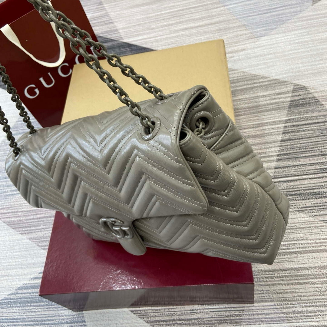 Gucci 850659 GG Marmont Large Shoulder Bag Dusty Grey