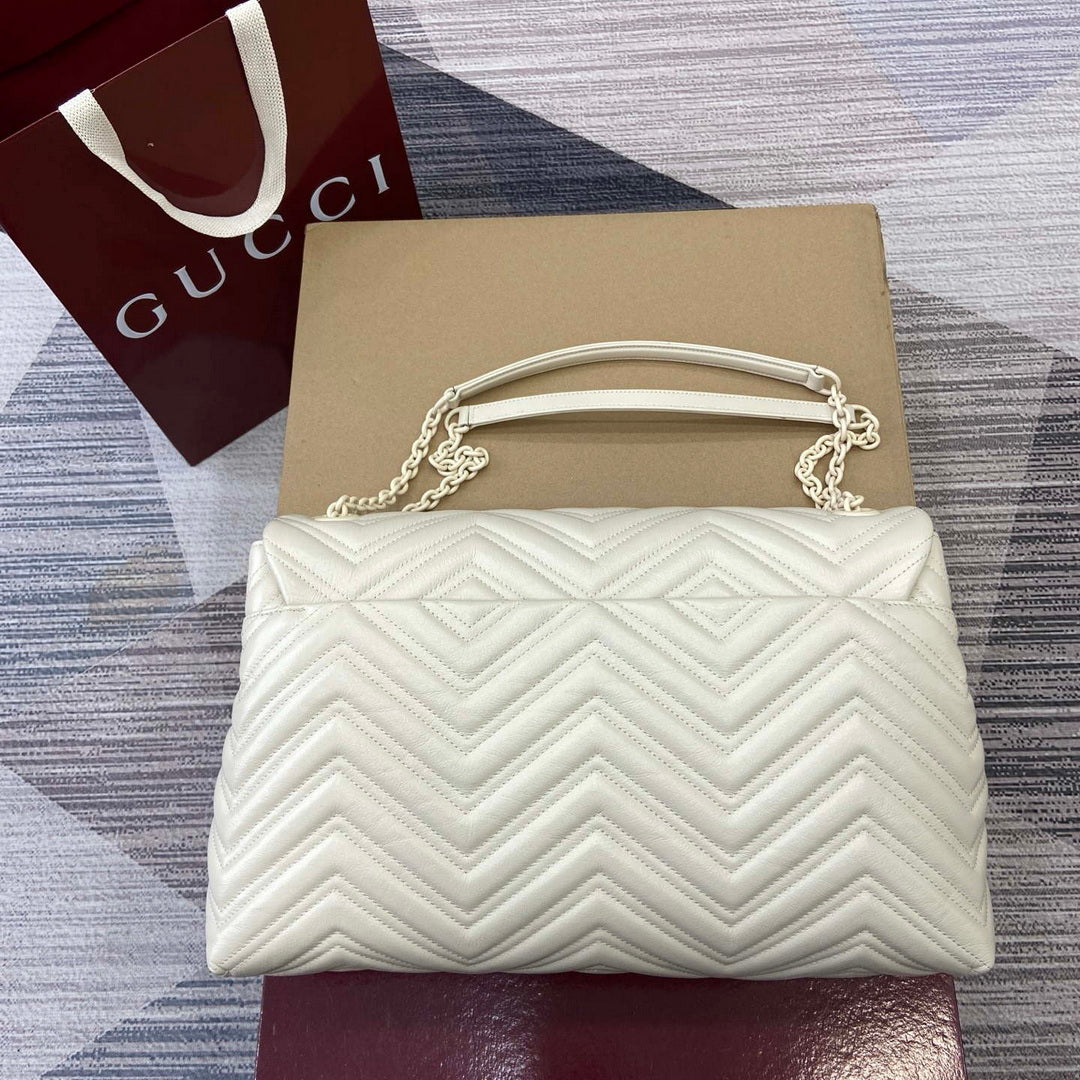 Gucci 850659 GG Marmont Large Shoulder Bag White