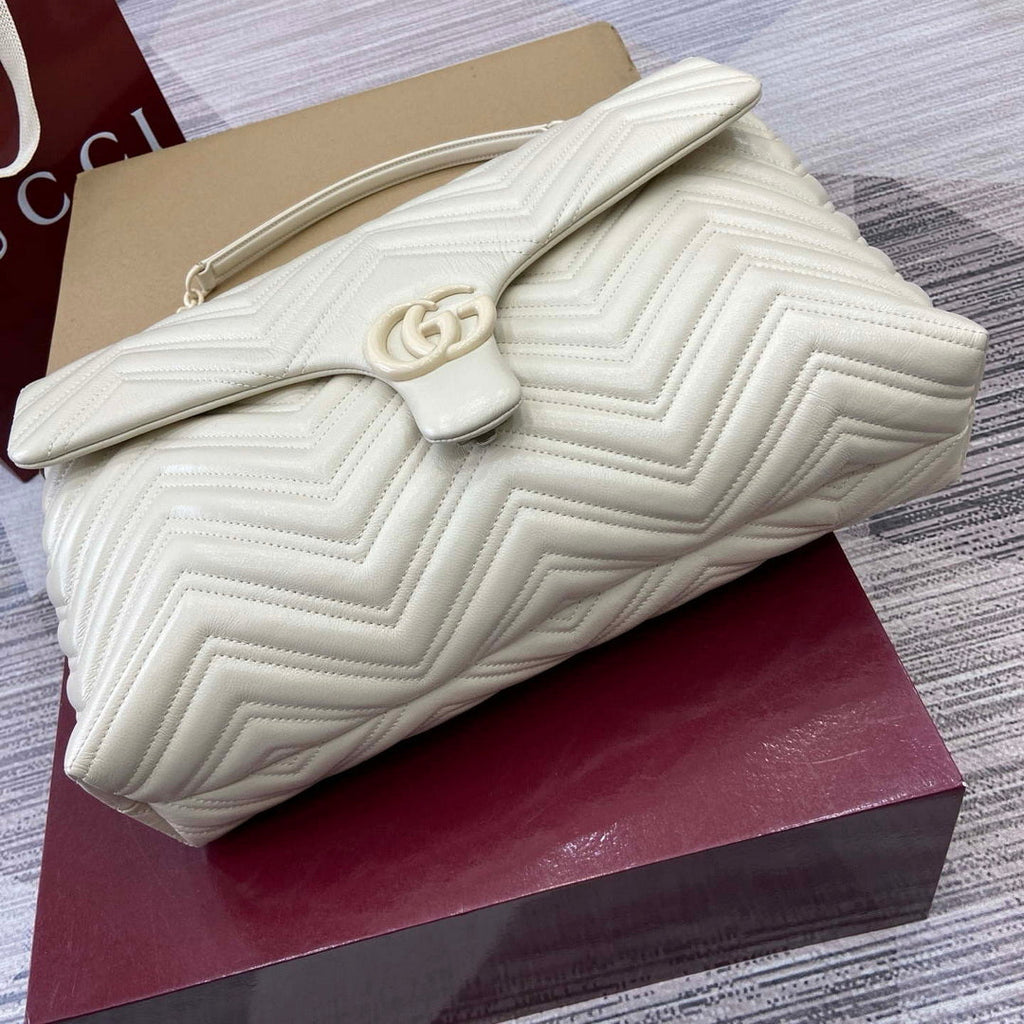 Gucci 850659 GG Marmont Large Shoulder Bag White