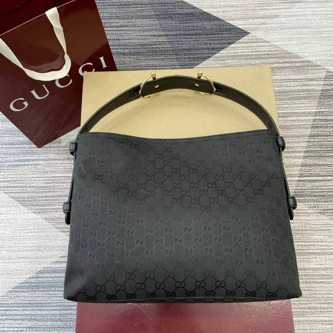 Gucci 850926 Gucci Beatrix Medium Tote Bag Black GG canvas