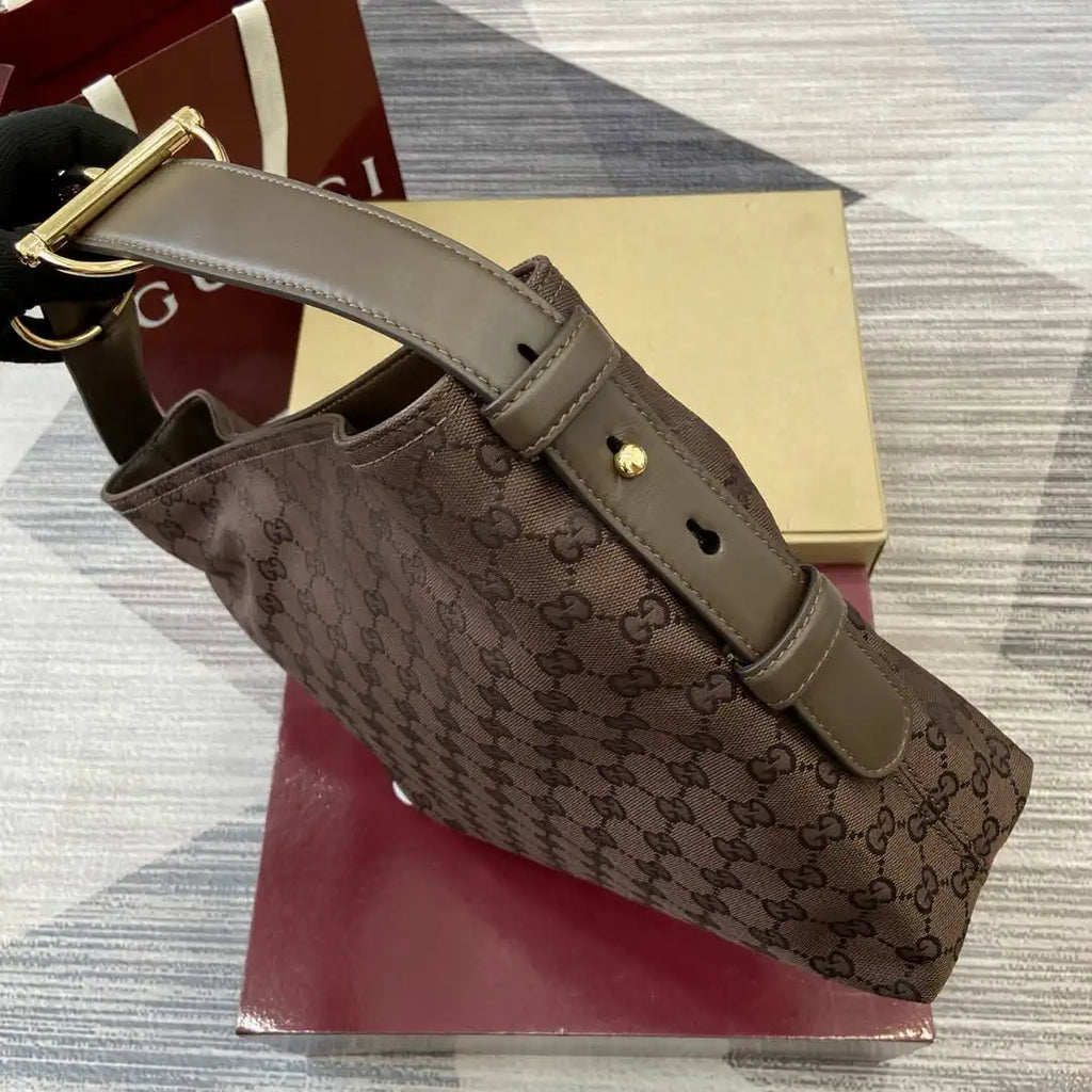 Gucci 850926 Gucci Beatrix Medium Tote Bag brown and dark brown GG canvas