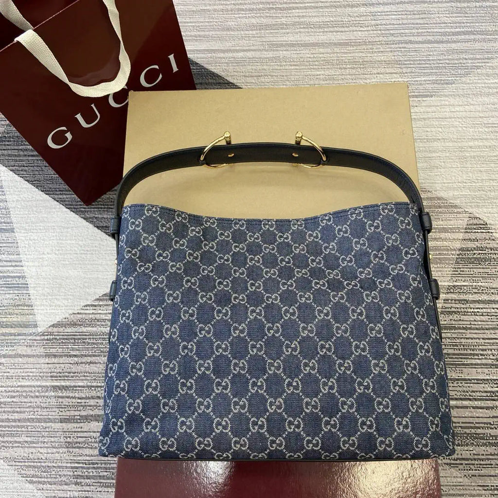 Gucci 850926 Gucci Beatrix Medium Tote Bag Navy Blue GG canvas