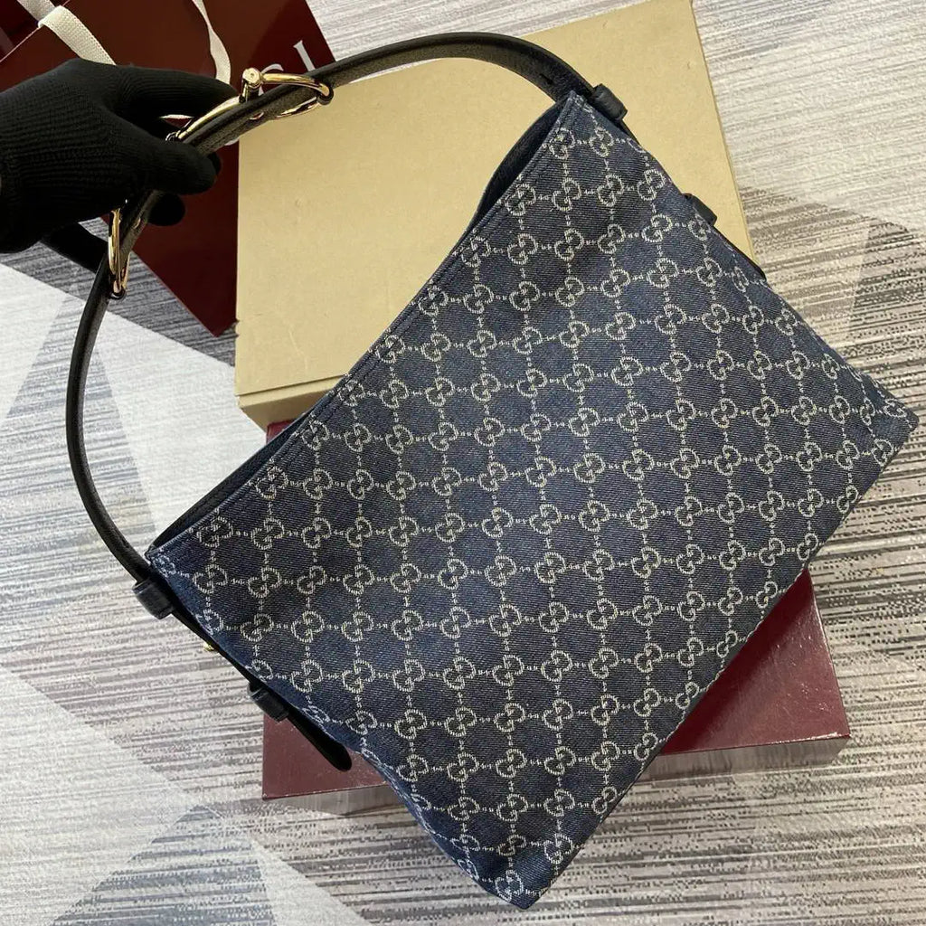Gucci 850926 Gucci Beatrix Medium Tote Bag Navy Blue GG canvas