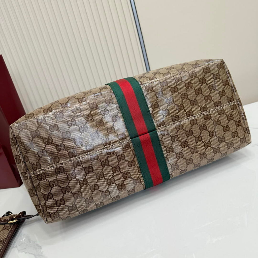 Gucci 853971 Giglio large tote bag Variation sand and brown GG fabric