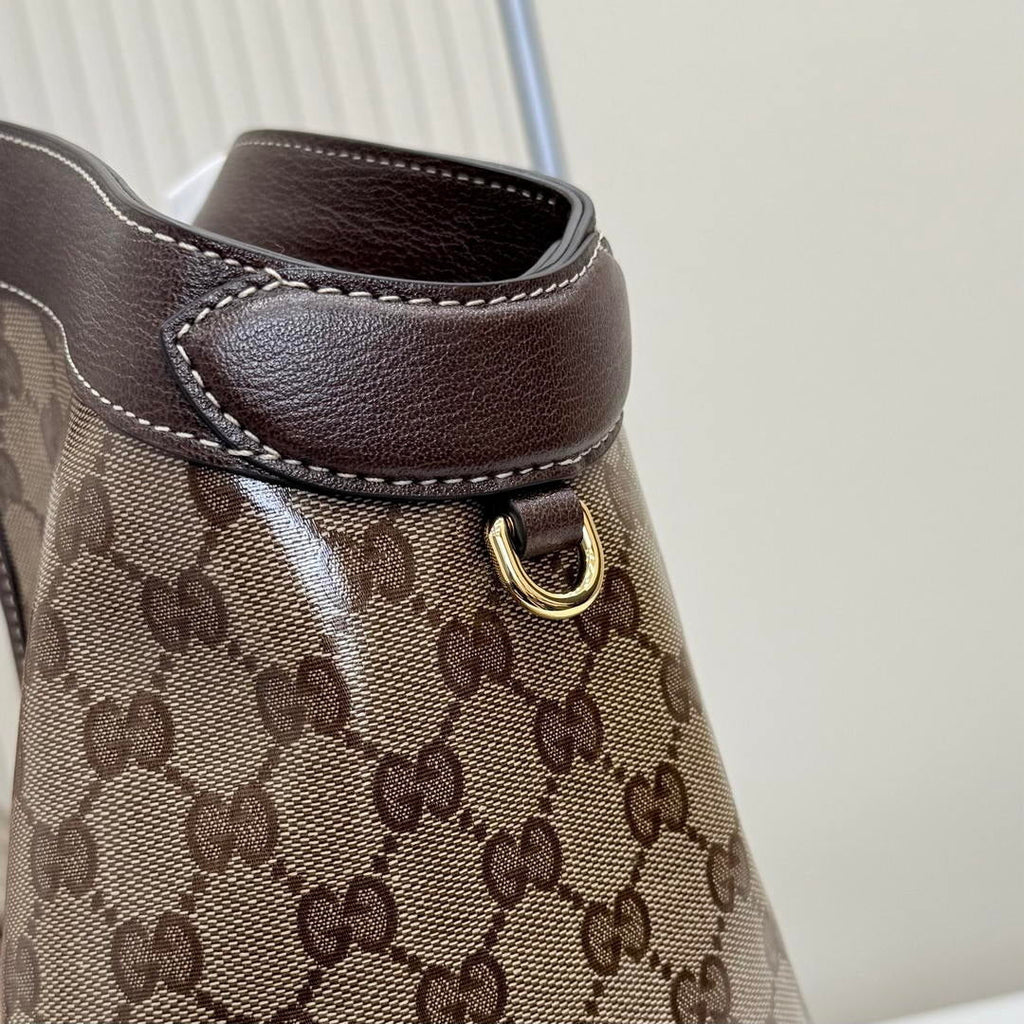 Gucci 853971 Giglio large tote bag Variation sand and brown GG fabric