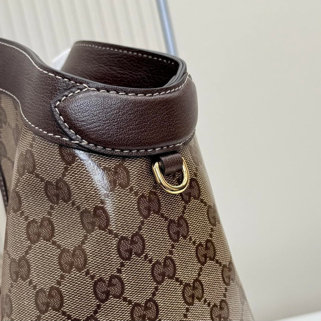 Gucci 853971 Giglio large tote bag Variation sand and brown GG fabric