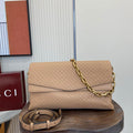 Gucci 857362 Large Shoulder With Chain Bag Leather Brown Pink GG - Default Title - View 1