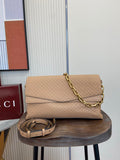 Gucci 857362 Large Shoulder With Chain Bag Leather Brown Pink GG