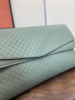 Gucci 857362 Large Shoulder With Chain Bag Leather Green GG - Default Title - View 6