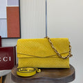 Gucci 857362 Large Shoulder With Chain Bag Suede Yellow GG - Default Title - View 1