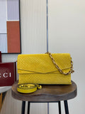 Gucci 857362 Large Shoulder With Chain Bag Suede Yellow GG