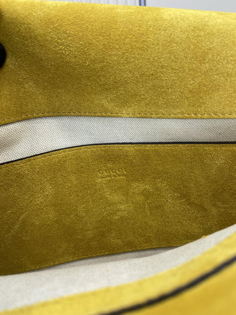 Gucci 857362 Large Shoulder With Chain Bag Suede Yellow GG