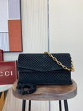 Gucci 857362 Large Shoulder With Chain Bag Suede Black GG